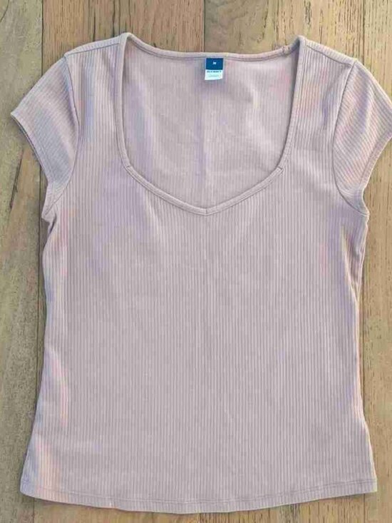 Tops - Old Navy Sweetheart Square Neck Shirt women size medium Nude Peach Ribbed
